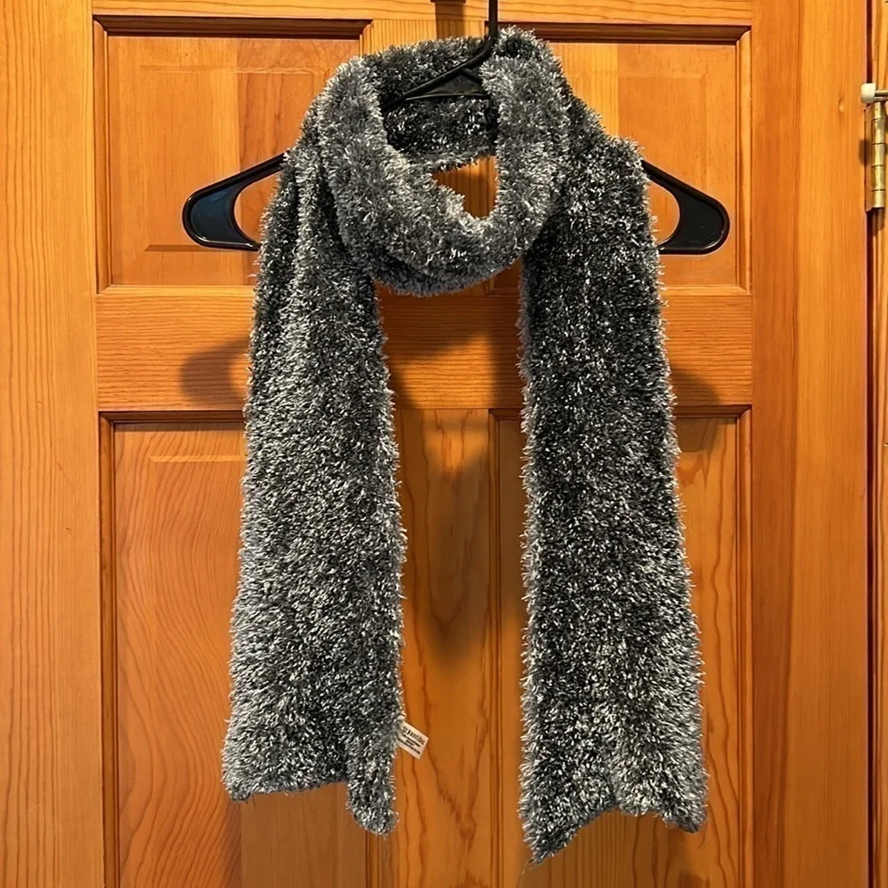 St. John's Bay Women's Grey/Silver Fuzzy Scarf